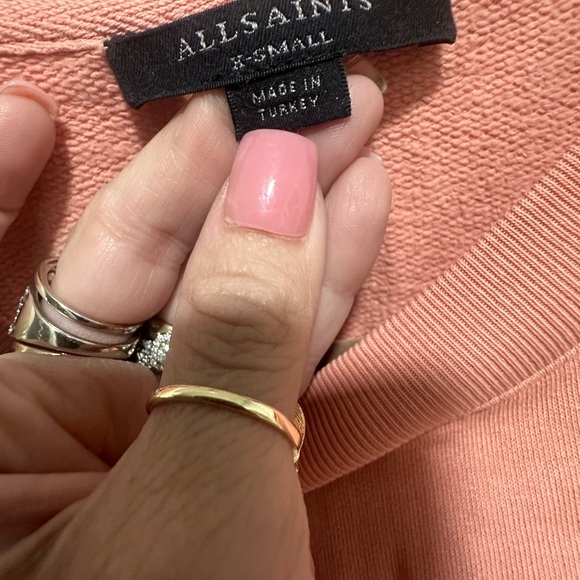 All Saints Unai Oversized Cold Shoulder Sweatshirt Size XS pink salmon color - Picture 4 of 6